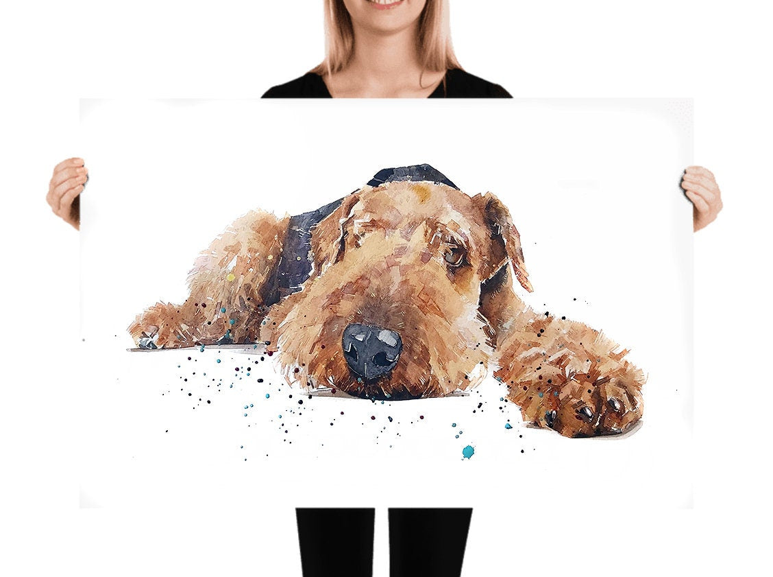 Airedale in Recess - Watercolour Print.Airedale Terrier,Airedale Terrier art,Airedale Terrier print,Airedale Terrier watercolour