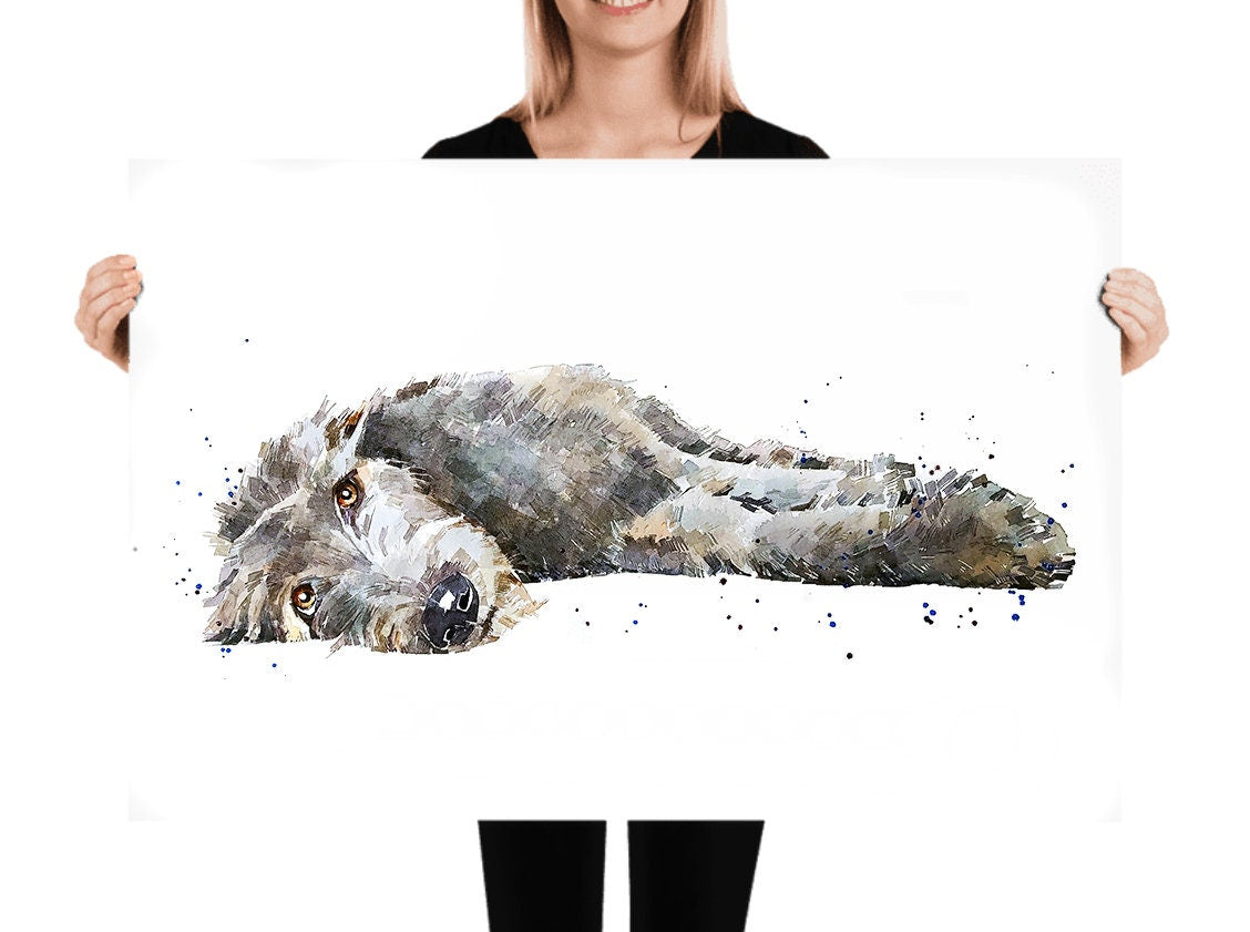 Irish Wolfhound Reclined"Print Watercolour,Irish Wolfhound art,Irish Wolf Houndprint, Irish Wolfhound watercolour, Irish Wolfhound art print