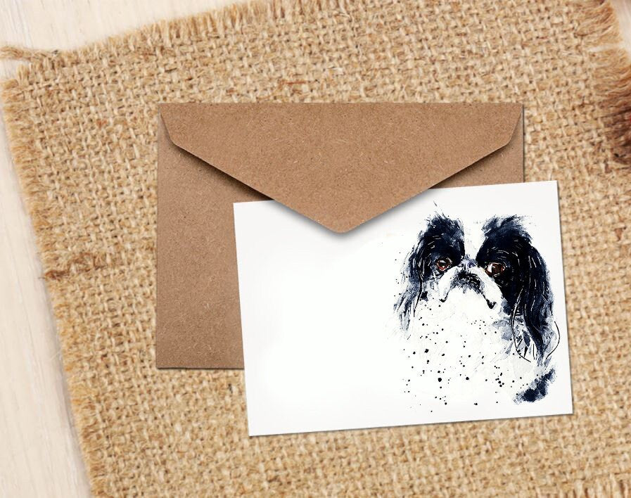 Japanese Chin Greeting Card | Dog Lover Gift | Edswatercolours
