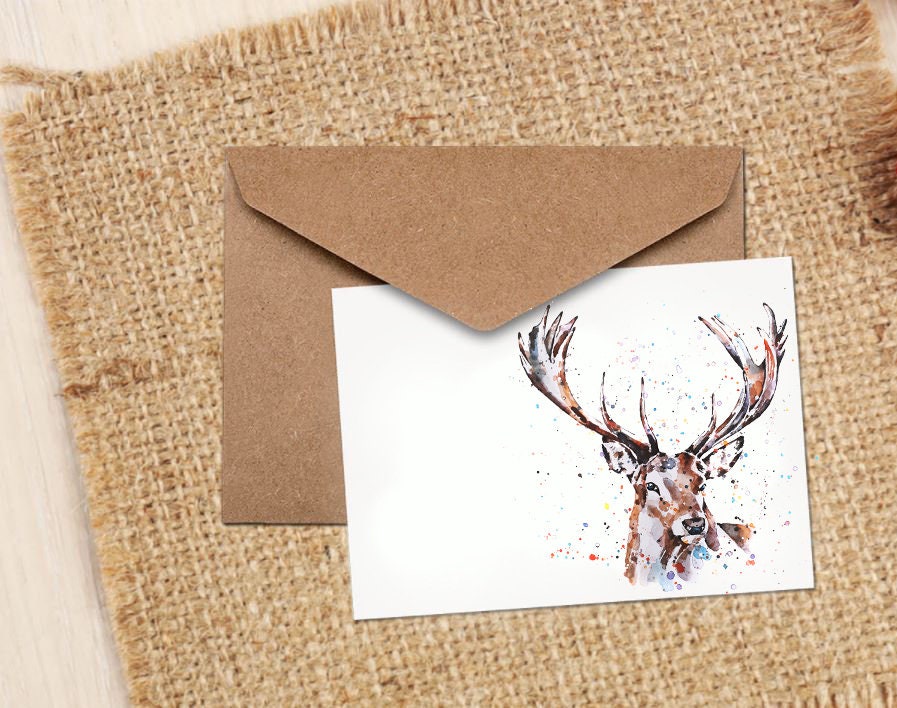 Stag Greeting Card | Wildlife Gift | Edswatercolours