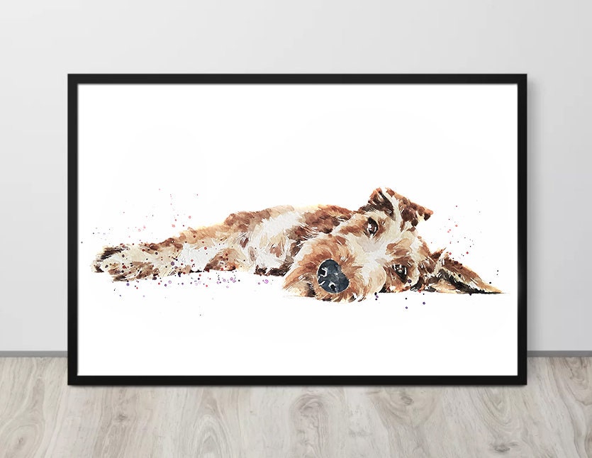 Irish Terrier - passed out" Print Watercolour.Irish Terrier Art,Irish Terrier watercolor,Irish Terrier Wall hanging,Irish Terrier decor