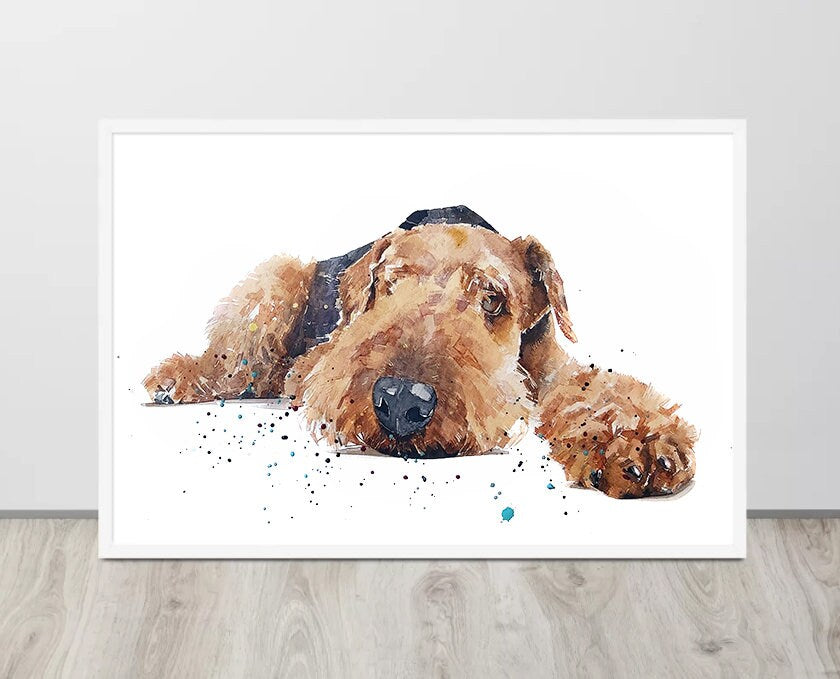 Airedale in Recess - Watercolour Print.Airedale Terrier,Airedale Terrier art,Airedale Terrier print,Airedale Terrier watercolour