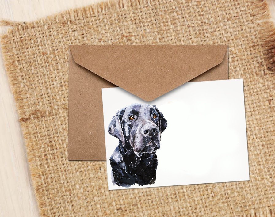 Black Labrador II Greeting Card | Dog Lover Gift | Edswatercolours