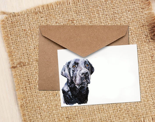 Black Labrador II Greeting Card | Dog Lover Gift | Edswatercolours