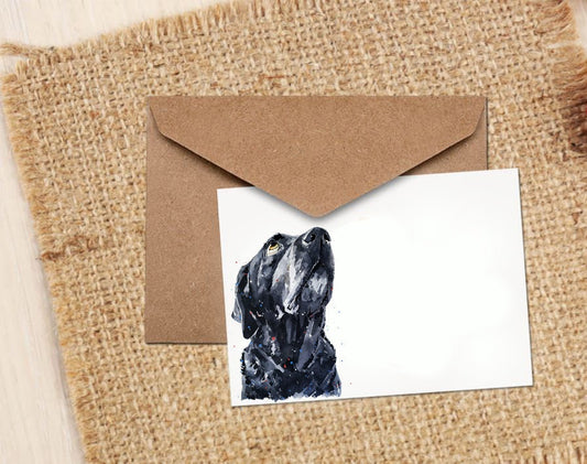 Black Labrador II Watercolour Art Note/Greeting Card/Xmas- Black Labrador Greeting card,Labrador Note card,Black Labrador watercolor Card