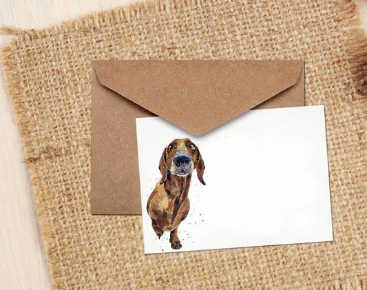 Red Dachshund Greeting Card | Dog Lover Gift | Edswatercolours