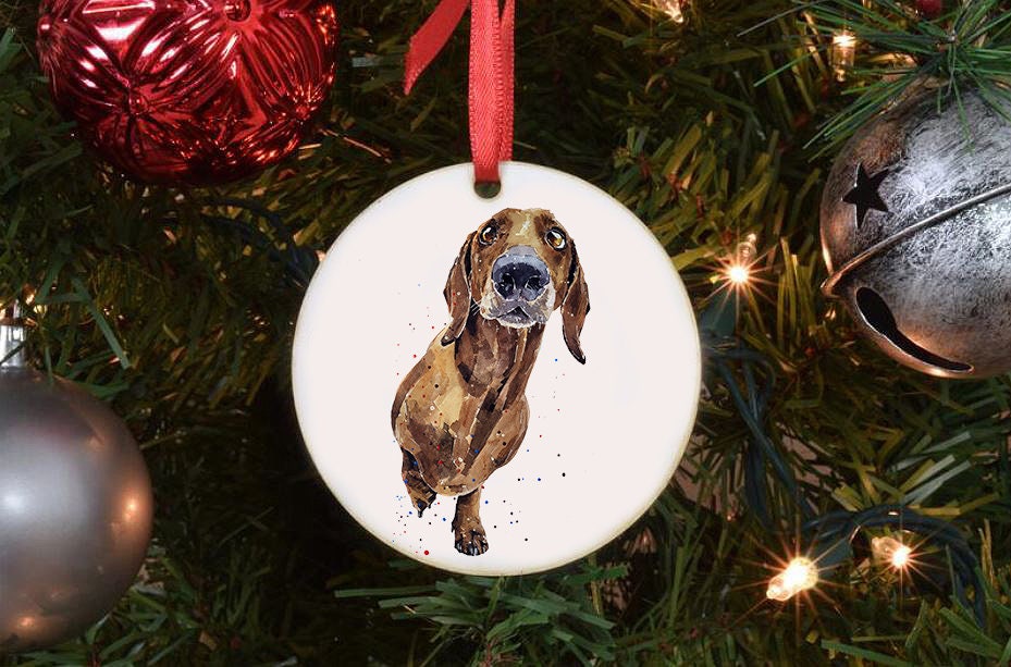 Dachshund II Christmas Ornament | Dog Lover Gift | Edswatercolours