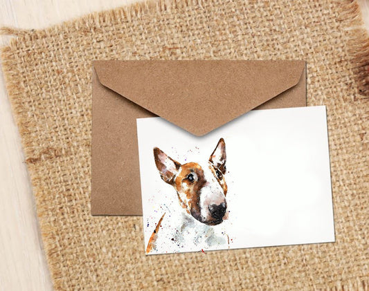 English Bull Terrier Greeting Card | Dog Lover Gift | Edswatercolours