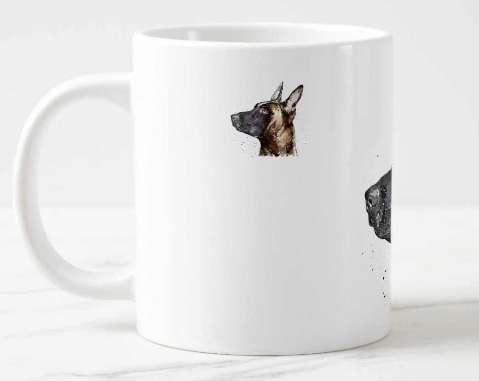 Belgian Malinois II Mug (Assorted) | Fine Bone China 10oz & Ceramic 15oz | Dog Lover Gift | Edswatercolours