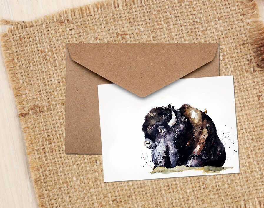 Bison Greeting Card | Wildlife Gift | Edswatercolours