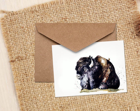 Bison Greeting Card | Wildlife Gift | Edswatercolours
