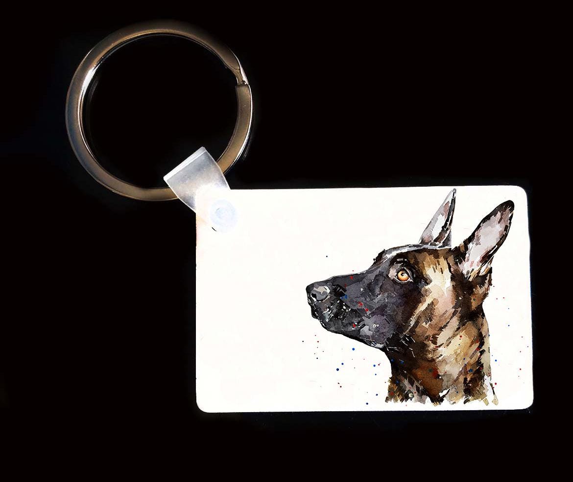 Belgian Malinois Keyring | Dog Gift | Multiple Designs | EdsWatercolours