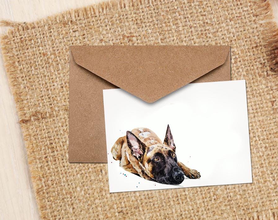 Belgian Malinois Greeting Card | Dog Lover Gift | Edswatercolours