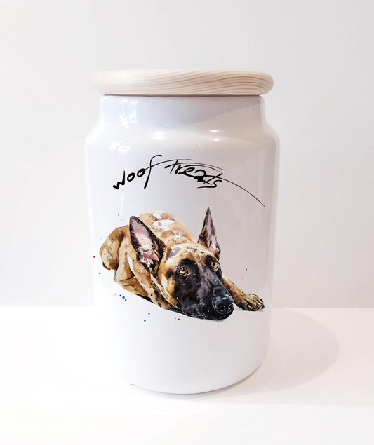 Belgian Malinois Ceramic Treats Jar (Assorted) | Dog Treat Canister | Edswatercolours