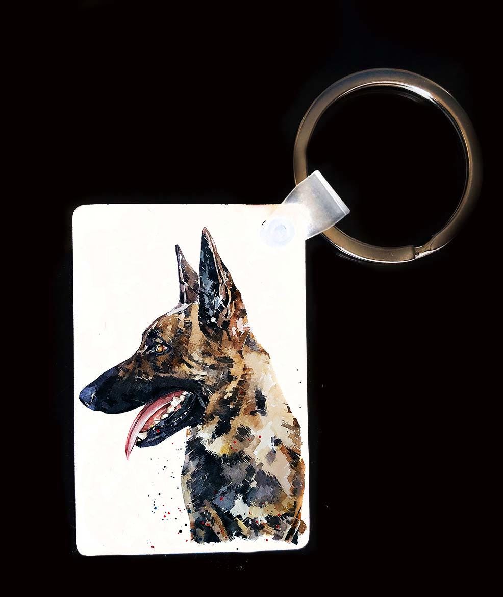 Belgian Malinois Keyring | Dog Gift | Multiple Designs | EdsWatercolours