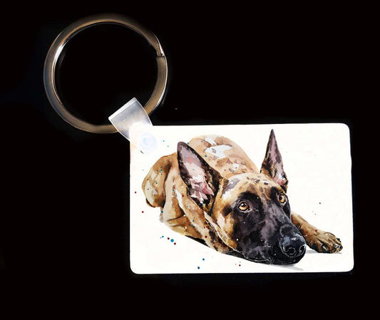 Belgian Malinois Keyring | Dog Gift | Multiple Designs | EdsWatercolours