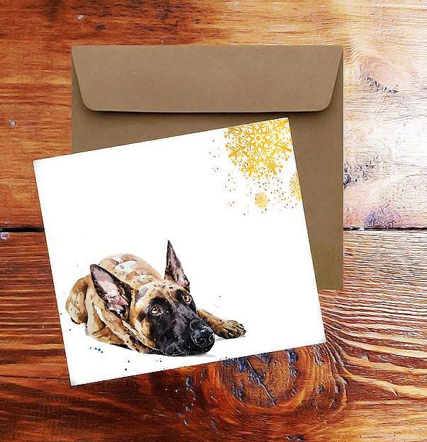 Belgian Malinois Greeting Card | Dog Lover Gift | Edswatercolours
