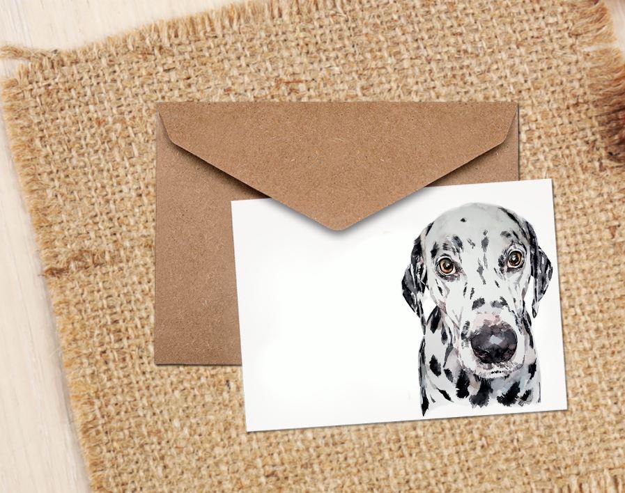Dalmatian Dog Art Greeting Card, (4x6 Blank)