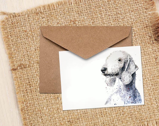 Bedlington Terrier Greeting Card | Dog Lover Gift | Edswatercolours