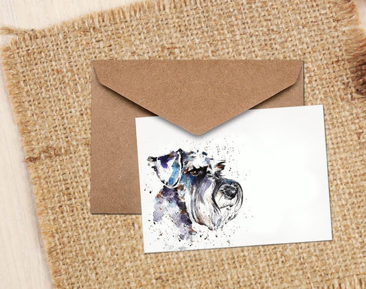 Schnauzer Dog Card, Funny Pet Design by Edswatercolours (4x6 Blank)