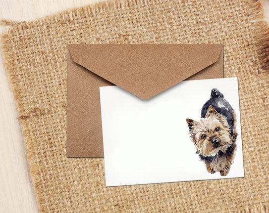 Norwich Terrier Watercolour Art Greeting/Note Card.Norwich Terrier Cards,Norwich Terrier Art cards,Norwich Terrier greetings card.