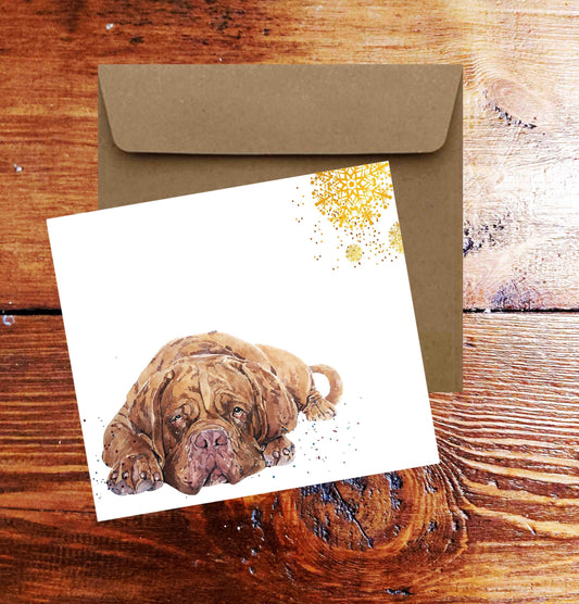 Dogue De Bordeaux Christmas Card | Dog Lover Gift | Edswatercolours