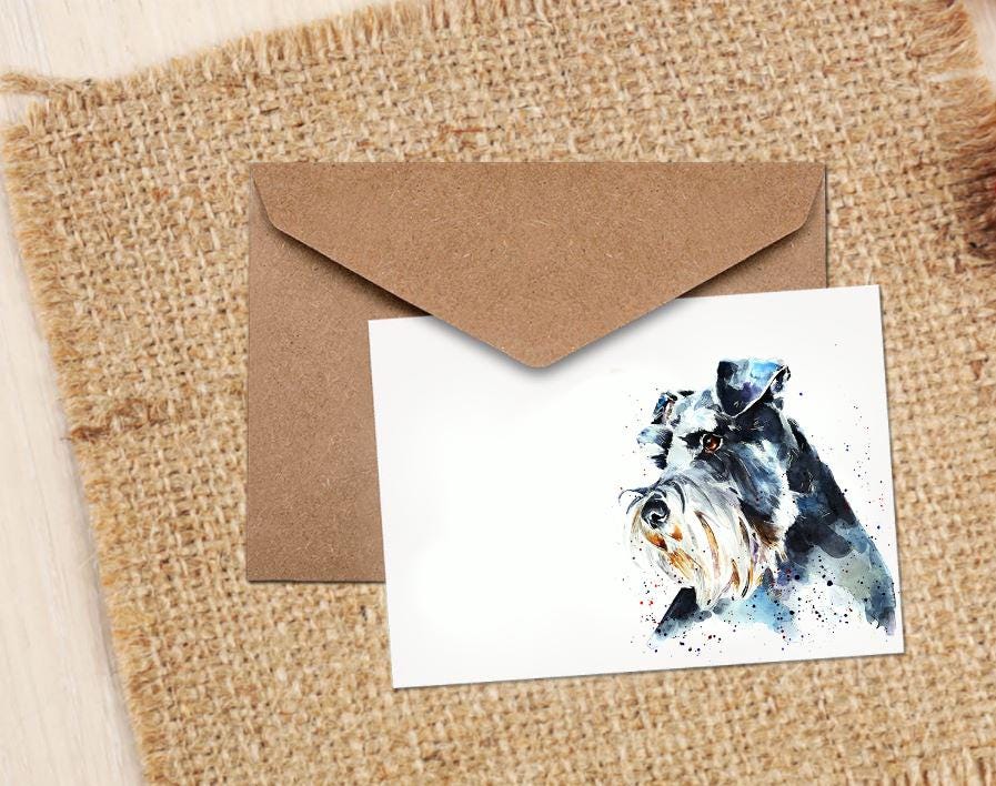 Schnauzer Note Card | Dog Lover Gift | Edswatercolours