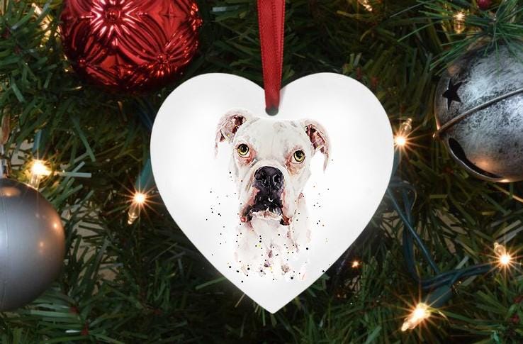 White German Boxer II Christmas Ornament | Dog Lover Gift | Edswatercolours