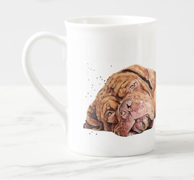 Dogue de Bordeaux Windsor Fine Bone China Mug 10oz | Dog Lover Gift | Edswatercolours