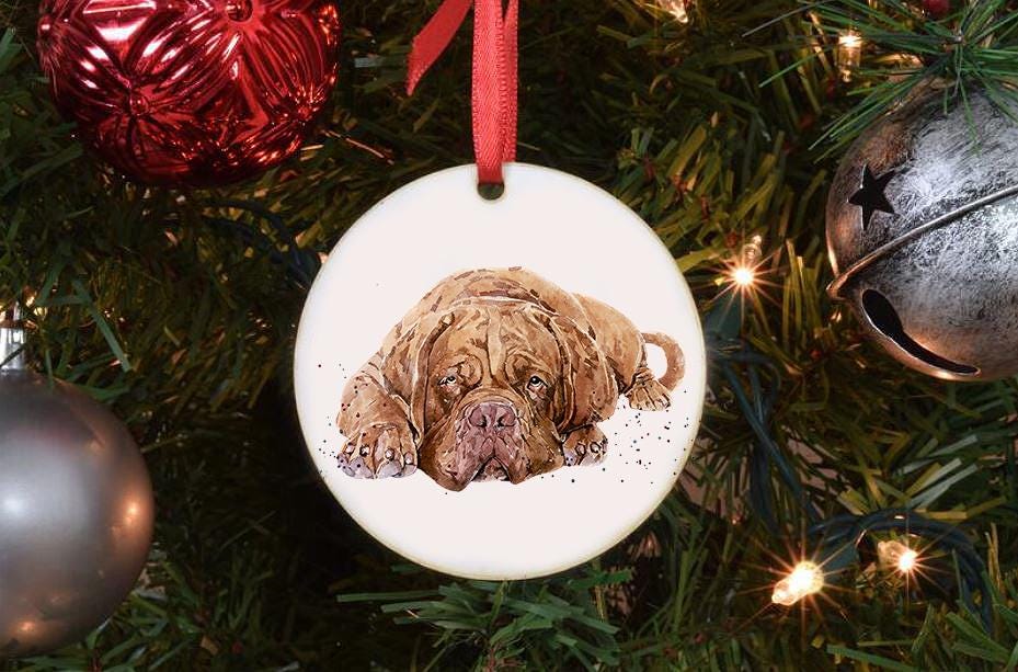 Dogue de Bordeaux Christmas Ornament | Dog Lover Gift | Edswatercolours