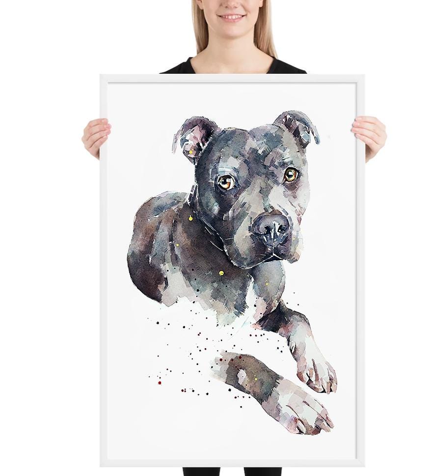 Blue Staffordshire Bull Terrier - Watercolour Print.Blue Staffy art,Blue Staffy print,Blue Staffie art print,Blue Staffie watercolour