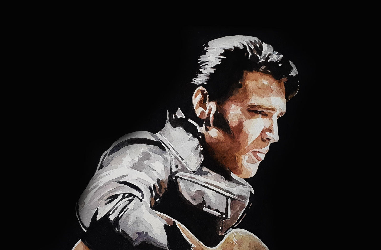 Elvis Presley Mini Art Print – 17x12cm of Framed Rock History. Mini Elvis Presley Desk Art,King of rock