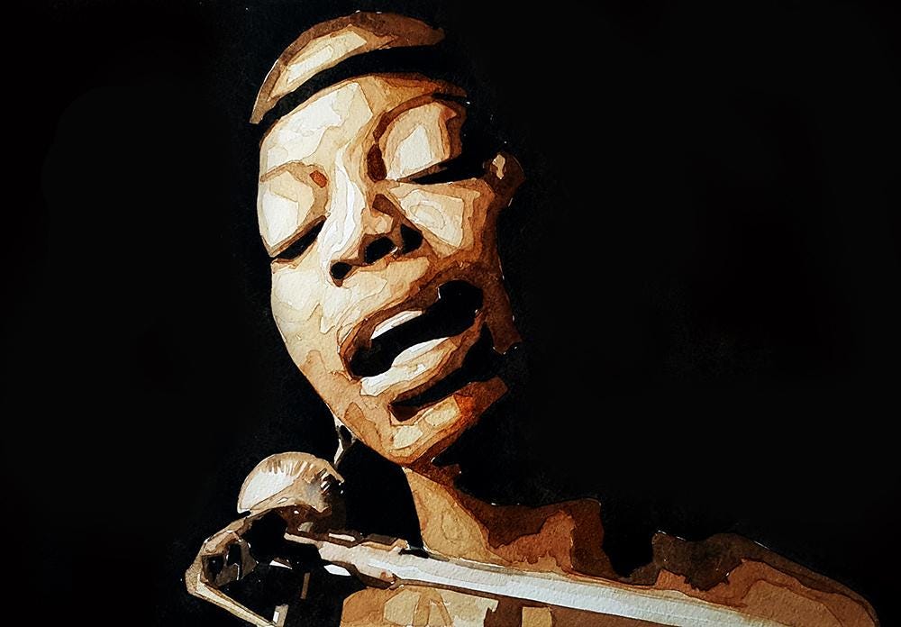 Nina Simone Mini Art Print – 17x12cm of White Rustic Framed Jazz Royalty.nina simone art,jazz wall decor,nina simone gift