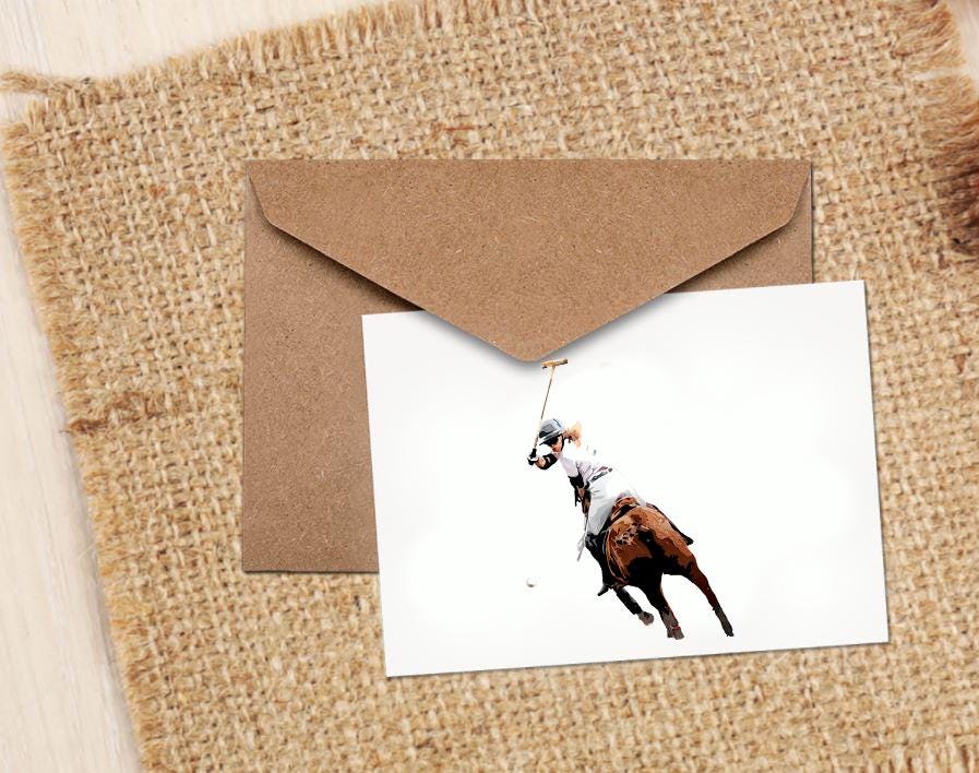 Equestrian Polo Rider Greeting Card | Art Gift | Edswatercolours