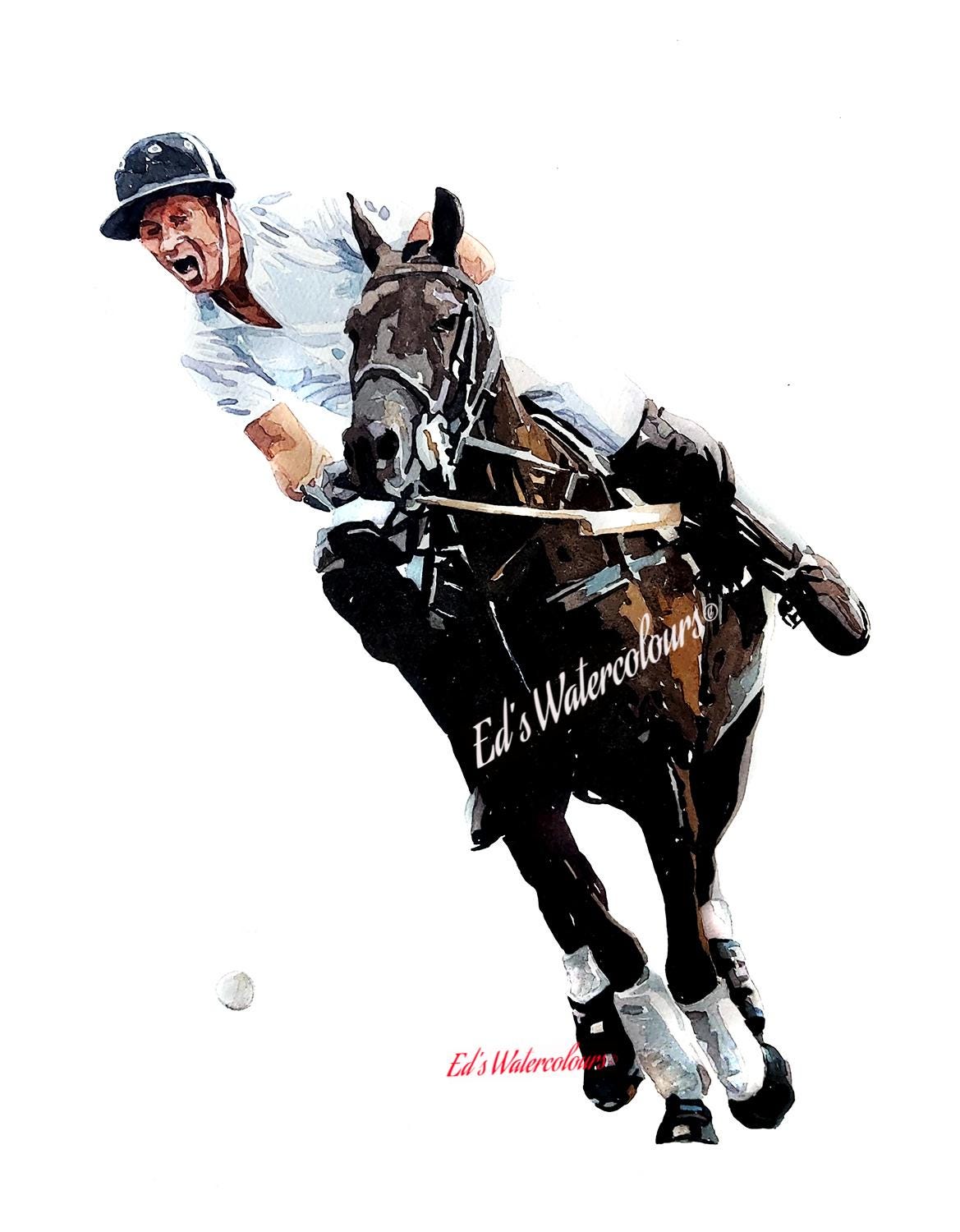 Polo Rider II Greeting Card | Art Gift | Edswatercolours