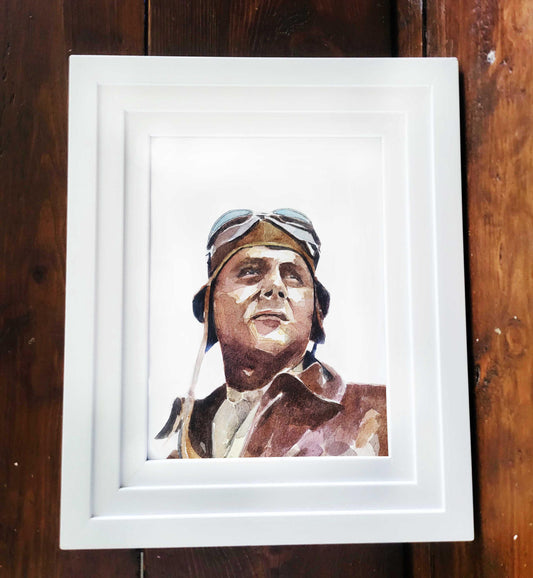 WWII Bomber Pilot | Original Watercolour | Art Lover Gift | Edswatercolours