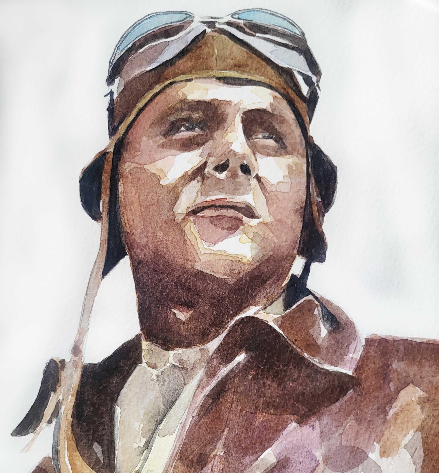 WWII Bomber Pilot | Original Watercolour | Art Lover Gift | Edswatercolours