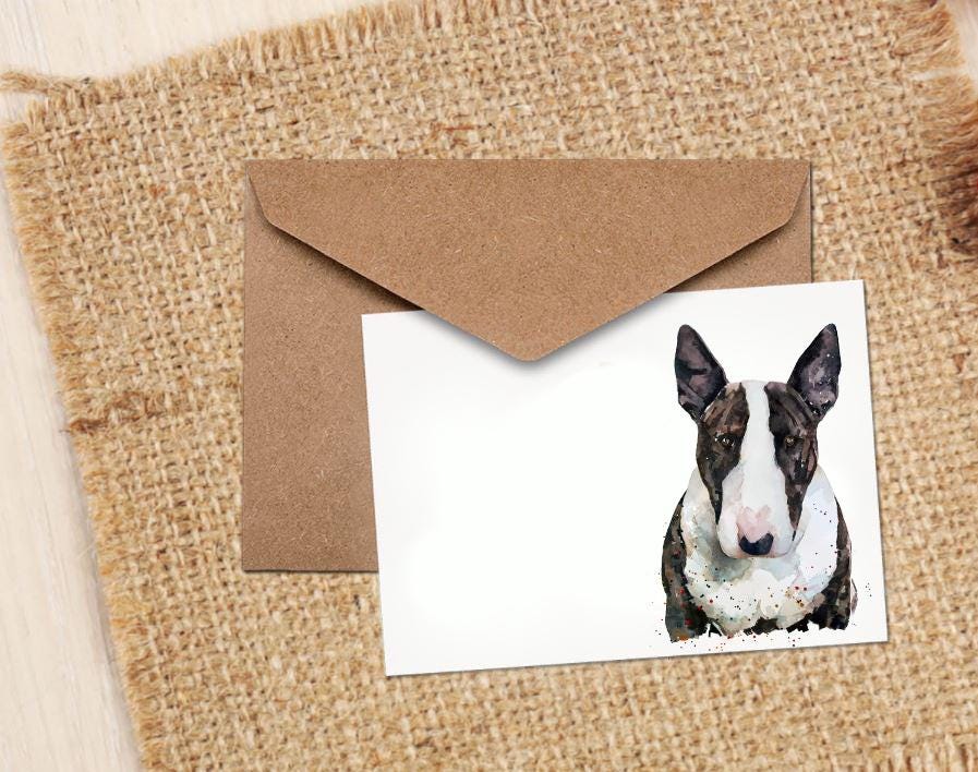 Bull Terrier II Greeting Card | Dog Lover Gift | Edswatercolours