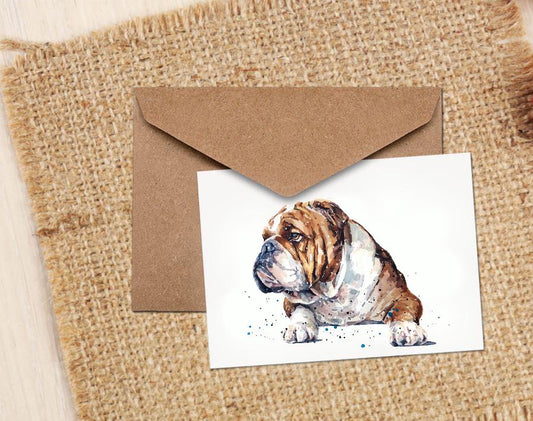 English Bulldog Greeting Card | Dog Lover Gift | Edswatercolours