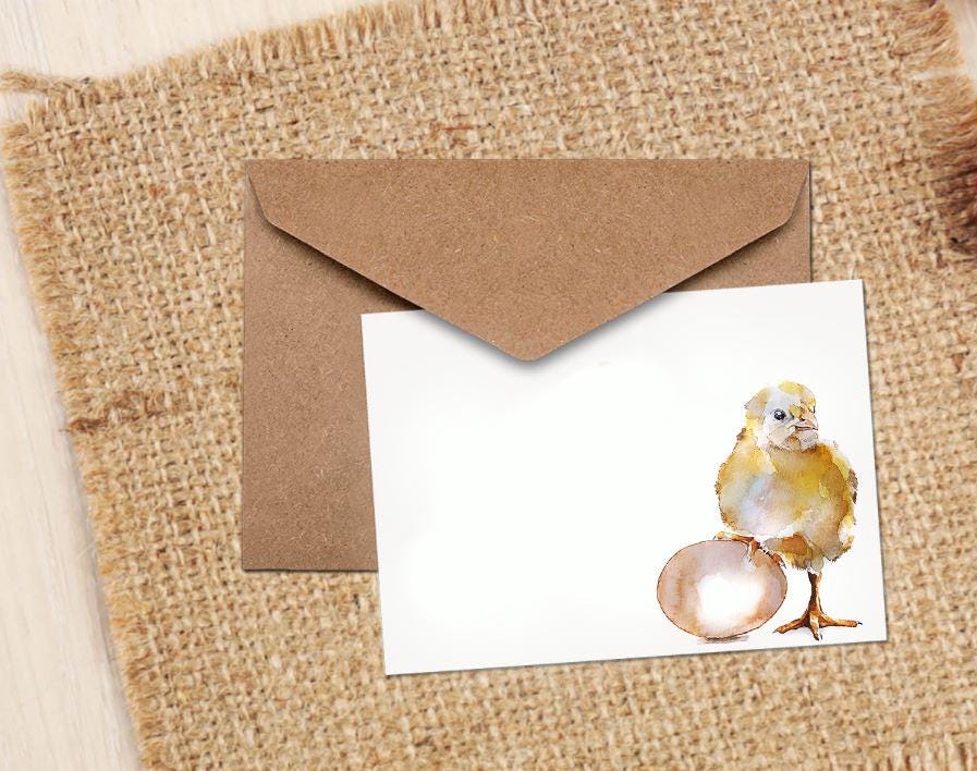 Lil Chick and Egg Greeting Card | Country Animal Gift | Edswatercolours