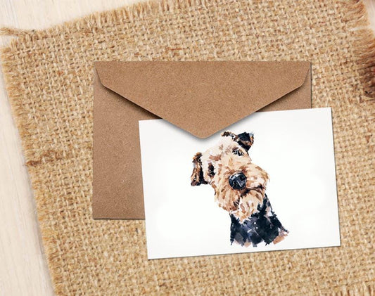 Airedale Terrier Greeting Card | Dog Lover Gift | Edswatercolours