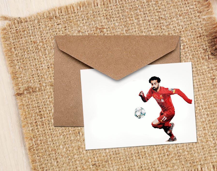 Mo Salah Greeting Card | Football Fan Gift | Edswatercolours