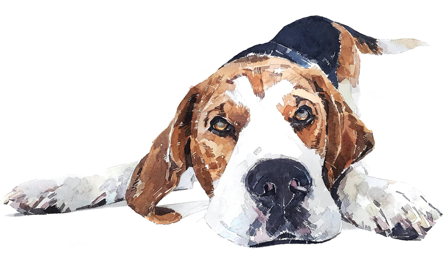 Beagle Greeting Card | Dog Lover Gift | Edswatercolours