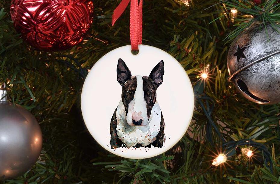 Bull Terrier Christmas Ornament | Dog Lover Gift | Edswatercolours