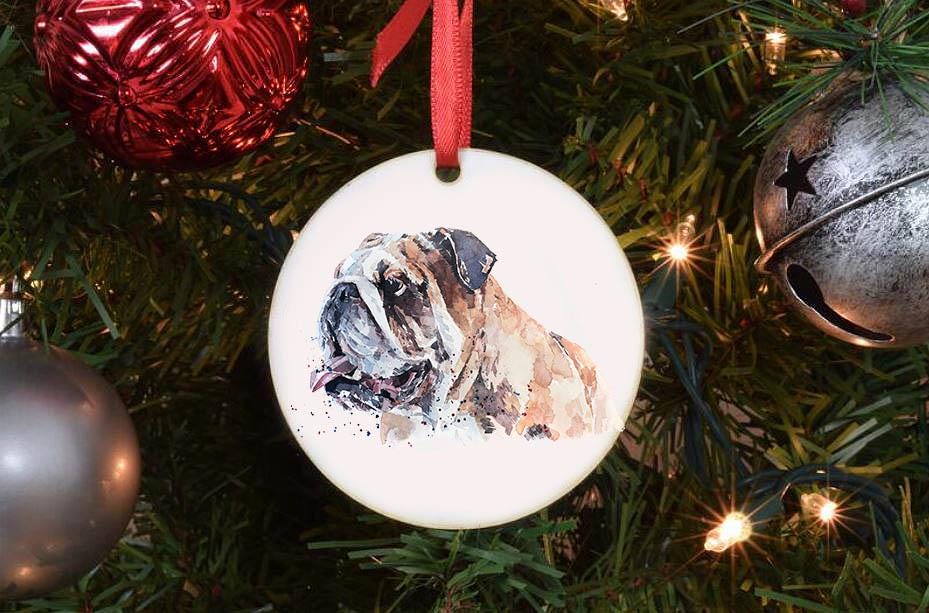 English Bulldog Christmas Ornament | Dog Lover Gift | Edswatercolours
