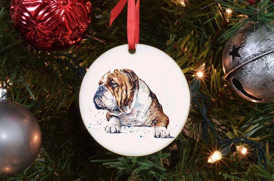 English Bulldog Christmas Ornament | Dog Lover Gift | Edswatercolours