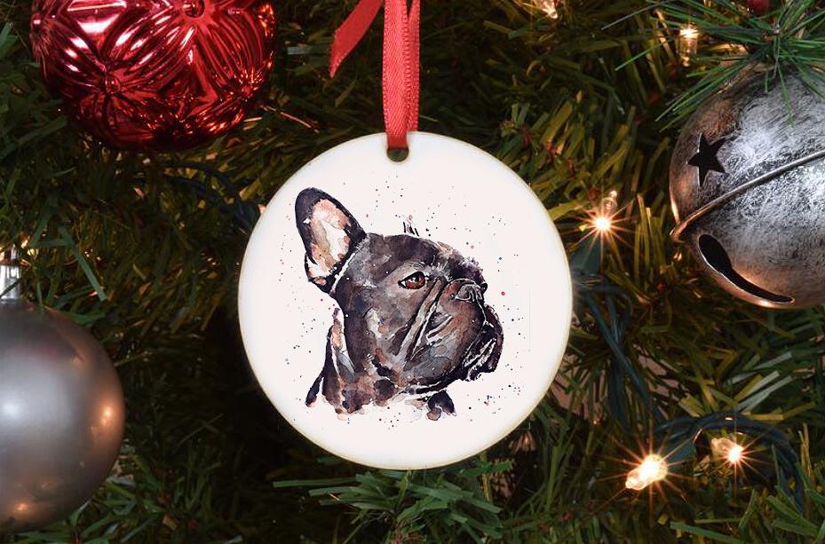 French Bulldog Christmas Ornament | Dog Lover Gift | Edswatercolours