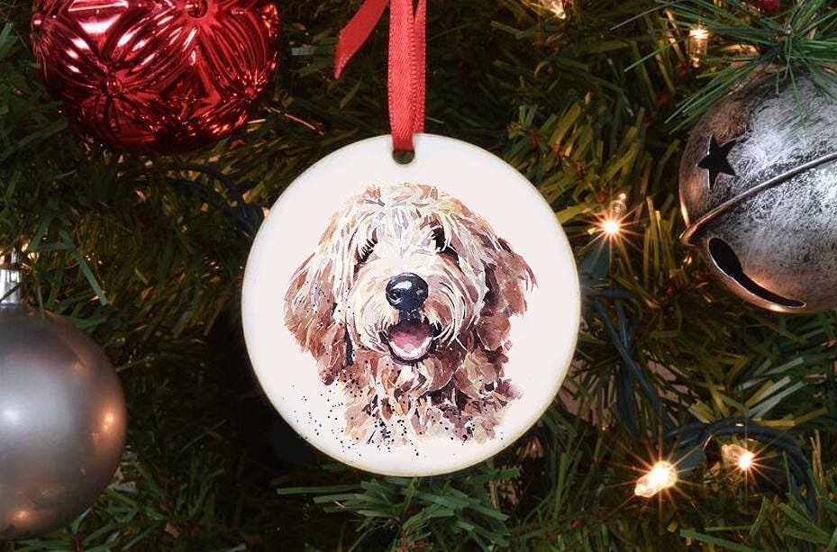 Goldendoodle Dog II Christmas Ornament | Dog Lover Gift | Edswatercolours