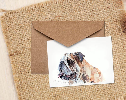 English Bulldog Greeting Card | Dog Lover Gift | Edswatercolours