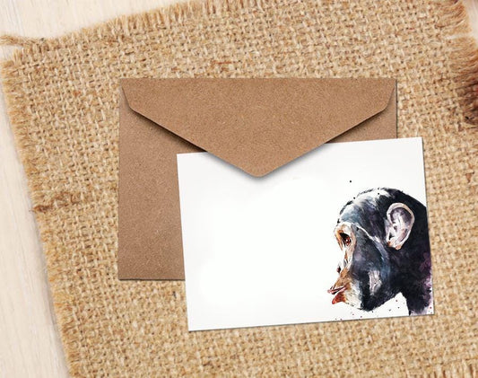 Chimpanzee Greeting Card | Wildlife Gift | Edswatercolours